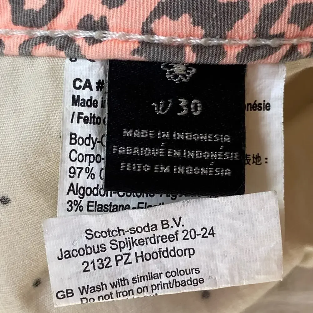 Maison Scotch Cuffed Leopard Print Jean Shorts